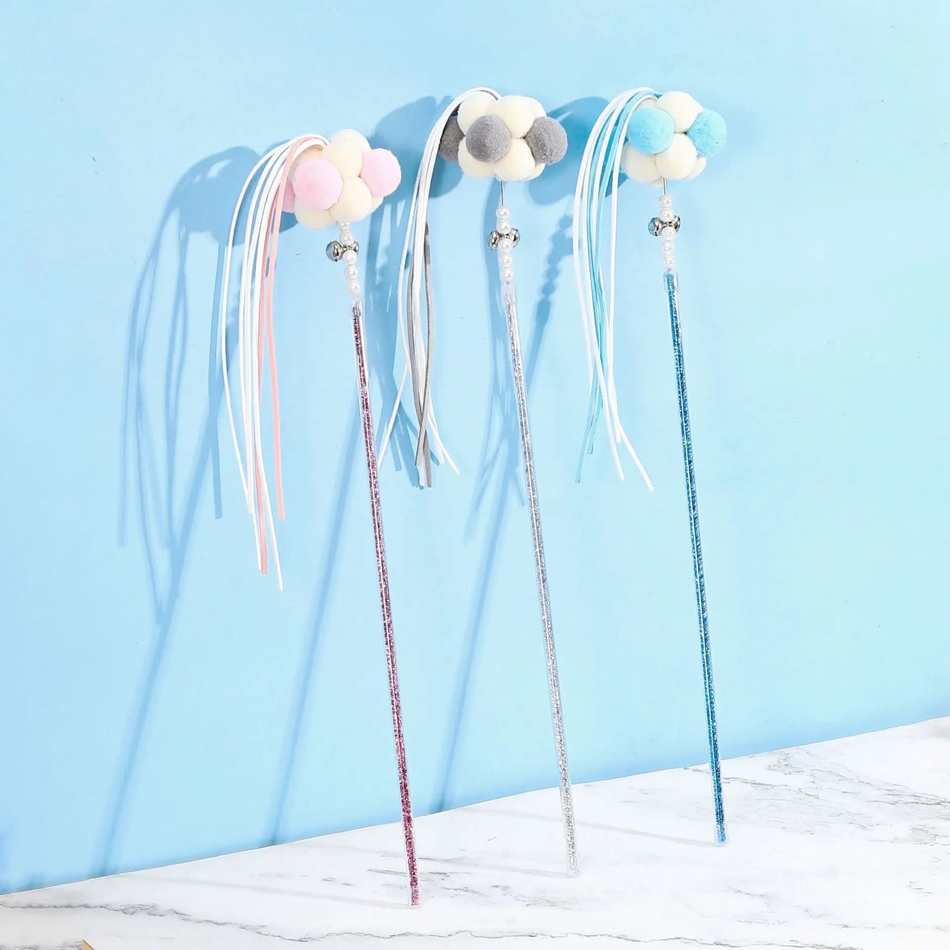 Bells and Tassel Having Fun Exercise Playing Cat Toys Interactive Cat Wands Teaser Stick Toys With Balls for Cats Kitten