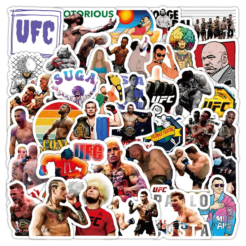 60Pcs Fashion Ufc Fighting Logo Graffiti Stickers for Bottle Luggage Decor Mma Competition Sticker