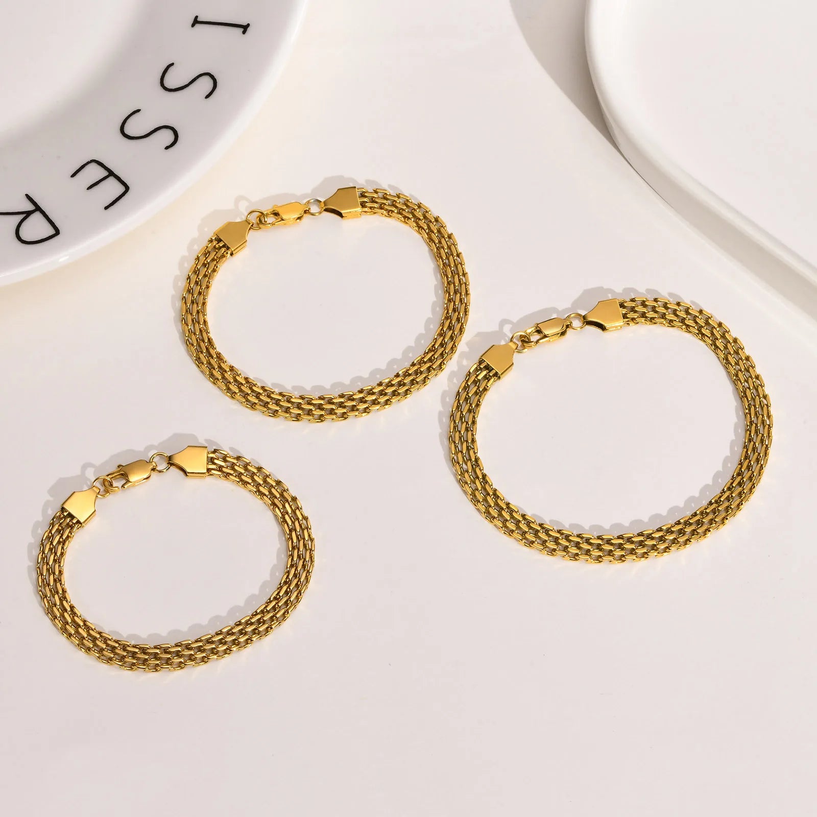New Multi Size Tarnish Free Stainless Steel Chain Bracelet 18k Pvd Gold Plated Bracelet Jewelry for Men and Lady