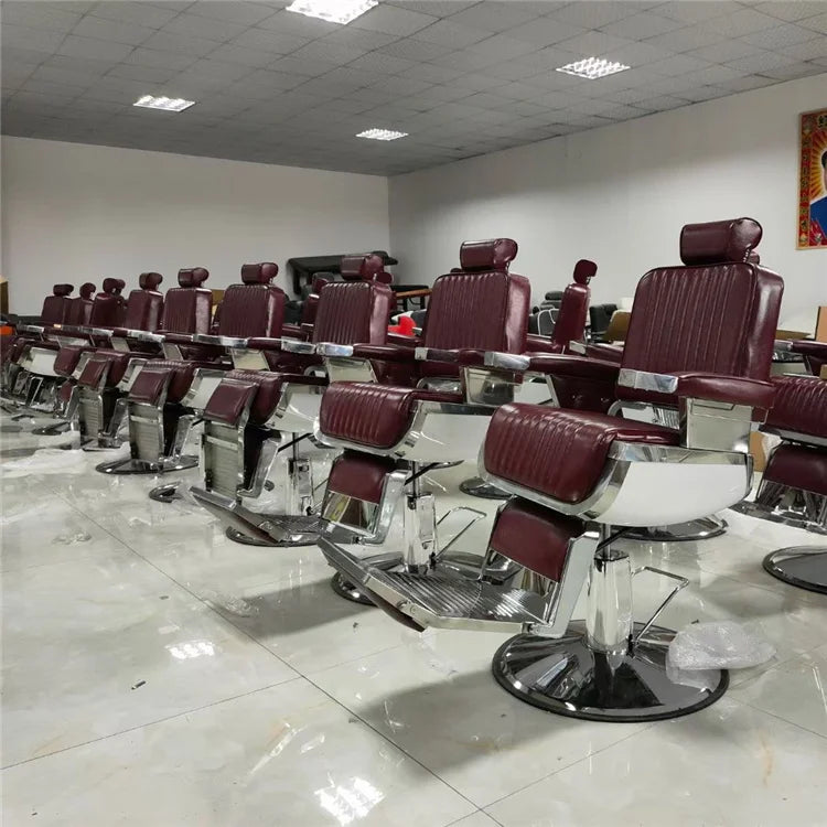 Kisen Luxury Barber Chair Salon Styling Recline Rotation Men Big Size Chair Multi-functional High Quality Hair Cut Chair