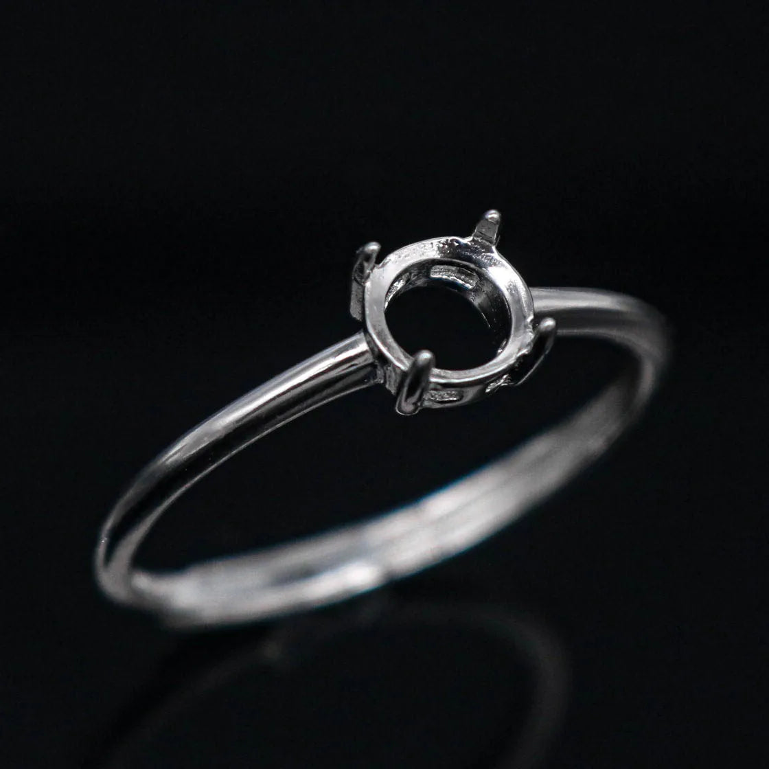 Sterling Silver 4mm/5mm/6mm/7mm/8mm Semi Mount Ring Frame Empty Blank Support Setting S925 Base Center Without Stone for Inlay