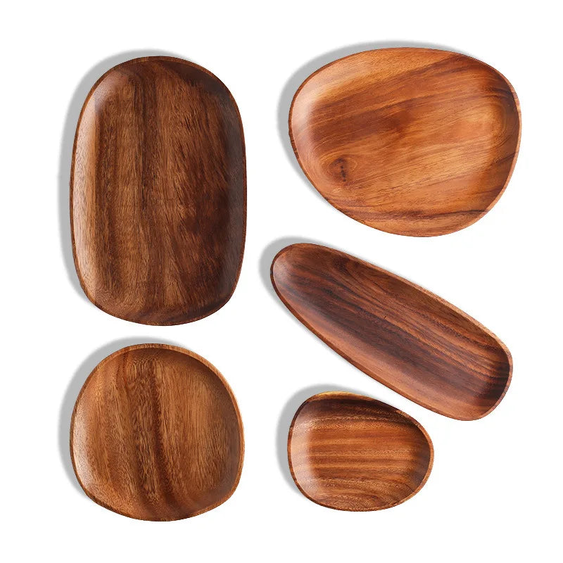 2023 Hotselling Wood Nut Tray Durable Acacia Wood Fast Food Serving Trays with Fruits Pattern for Events