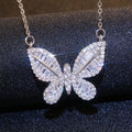 Trendy Women Hollow Out Bling Zircon Butterfly Necklace Crystal Cz Animal Butterfly Engagement Necklace Jewelry