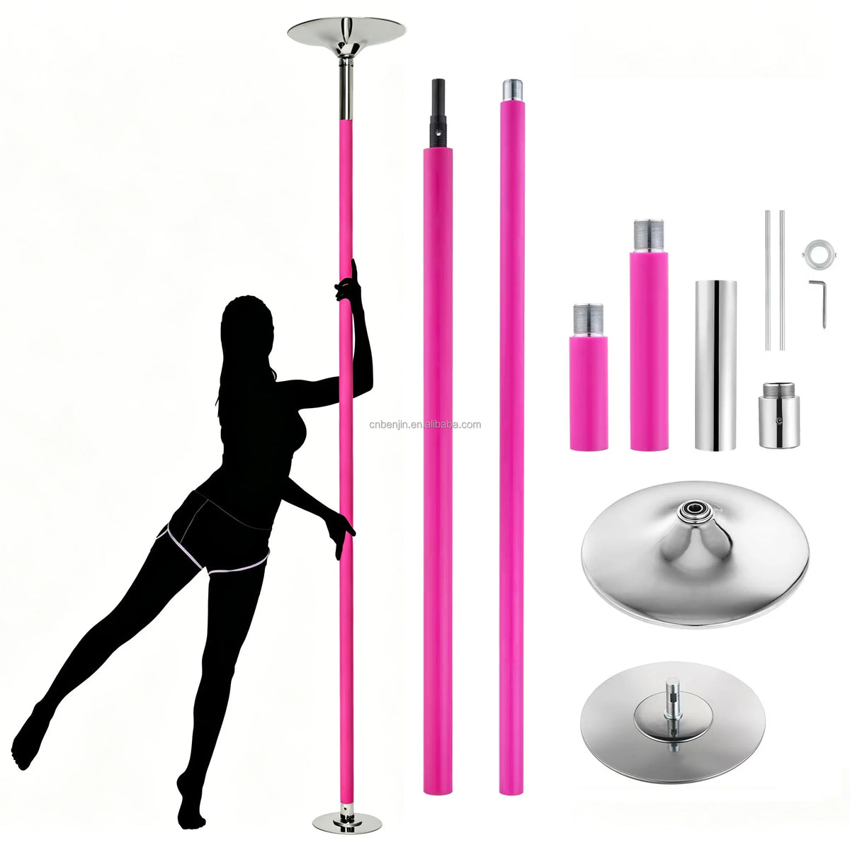 Stripper Pole Adjustable Dancing Fitness Silicone Pink Portable Non-slip Dance Pole Set