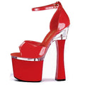 Women's Red Fashion High Heels 18 cm Thick Bottom Platform ABS Outsole Large Sandals for Summer Pole Dance and Walk-Show