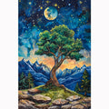 Night Tree Diamond Painting Kit - Full Drill Square Resin Drills Diamonds DIY Art & Craft Set with Tree