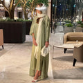 2024 Factory Kaftan Moroccan Abaya New Cardigan Muslim Set Beaded Satin Long Khimar Ramadan Gown Abayas Dress 2 Pieces Clothes