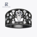 Rochime Black Lace Sword Shaped Ring 925 Sterling Silver Gold Plated Cubic Zirconia Rings for Women