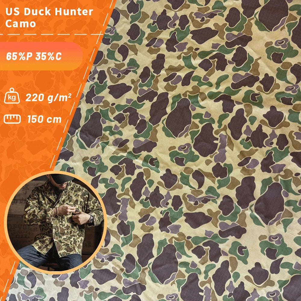 US Duck Hunter Camo TC65/35 Woven Fashion Polyester Cotton Fabric 220 Gsm for Camouflage Fabric for Jungle Hunting Clothing