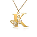 2025 New Stainless Steel 26 Letter Hollow Butterfly Necklace 18K Gold PVD Plated Personalized Fashion Alphabet Initial Pendant