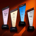 Luxury pink Blue Gold Mirror Finishing Crystal Glass Awards Plaque Trophy MH-NJ0677