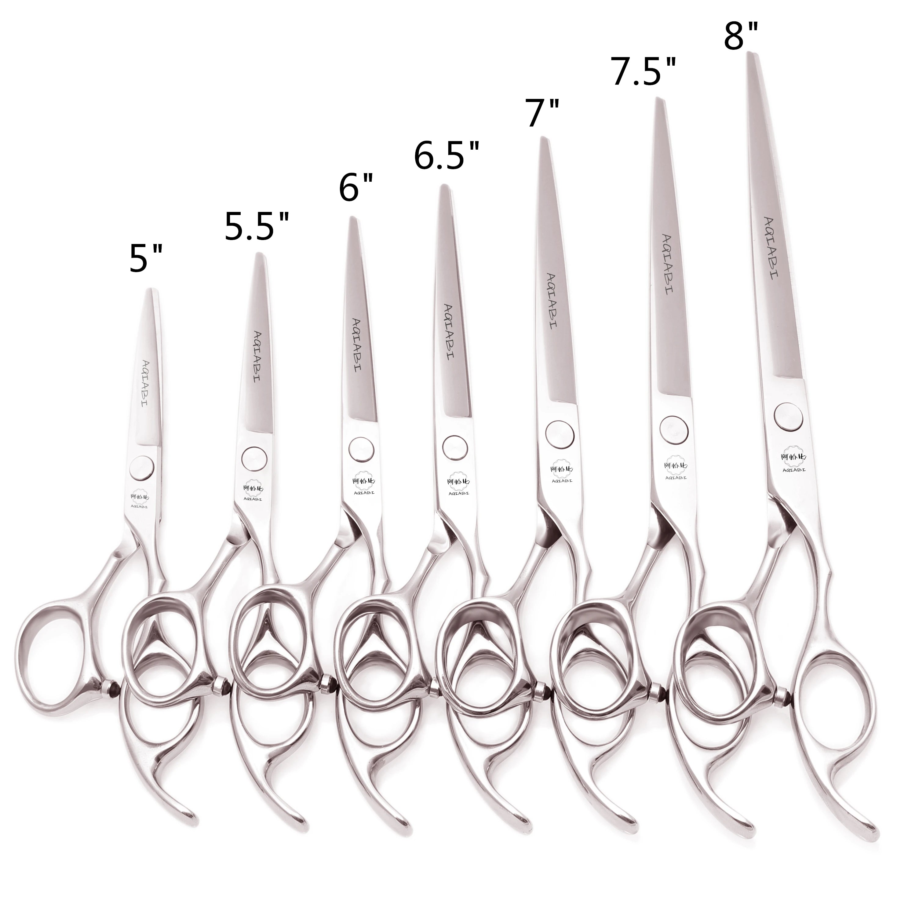 Hair Scisors AQIABI Stainless 5" 6" 7" 8" Hairdressing Scissors Silver Hair Cutting Scissors Salon Grooming Scissors for Dogs