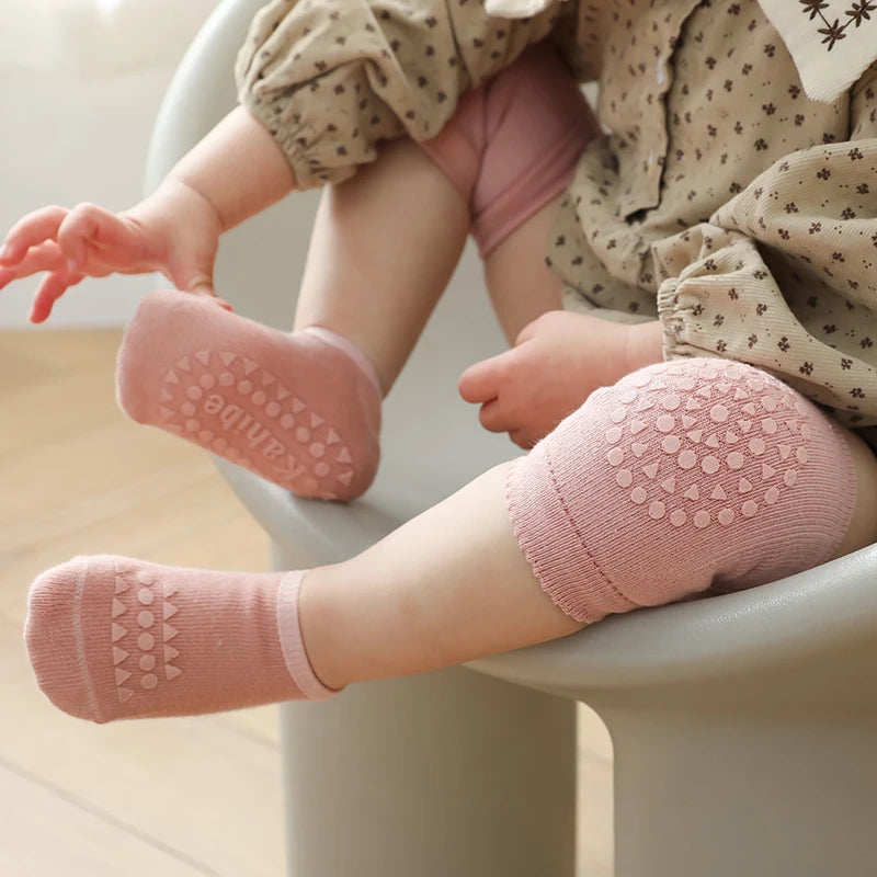 Anti Slip Socks Kneecap Summer Baby Knee Pads Socks Set Kid Crawling Safety Floor Socks Knee Protector for Girls Boy