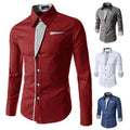 RNSHANGER Spring Men Dress Shirt Fashion Turn Down Collar Stripes Single-breasted Business Shirt No Ironing Shirt for Men
