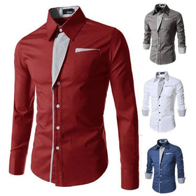 RNSHANGER Spring Men Dress Shirt Fashion Turn Down Collar Stripes Single-breasted Business Shirt No Ironing Shirt for Men