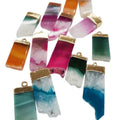 Natural Agate Cluster Rectangular Bar Pendant Gold Silver Plated Rock Fashion Irregular Crystal Necklace Charm Jewelry