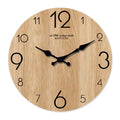 Customizable 14-Inch Modern Faux Wood Grain MDF Quartz Clock Silent Needle Display for Living Room Decor