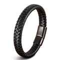 Hot Retro Genuine Leather Bracelet with Stainless Steel Magnetic Clasp Red Braided Fashion Charm for Men and Women