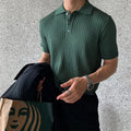 2023 Men's Clothing Luxury Knit Shirt Casual Striped Button Down Solid Color Short Sleeve T-shirt for Men Breathable M-3XL