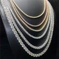 Hip Hop Iced Out D Color White VVS 925 Sterling Silver 2MM 3MM 4MM 5MM 6.5MM Moissanite Diamond Tennis Chain Necklace