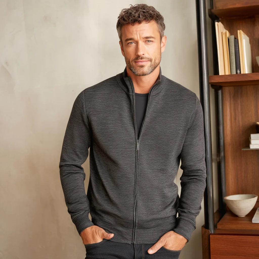 Men's Modal Blend Zip-Up Cardigan Comfortable Spring Knitwear