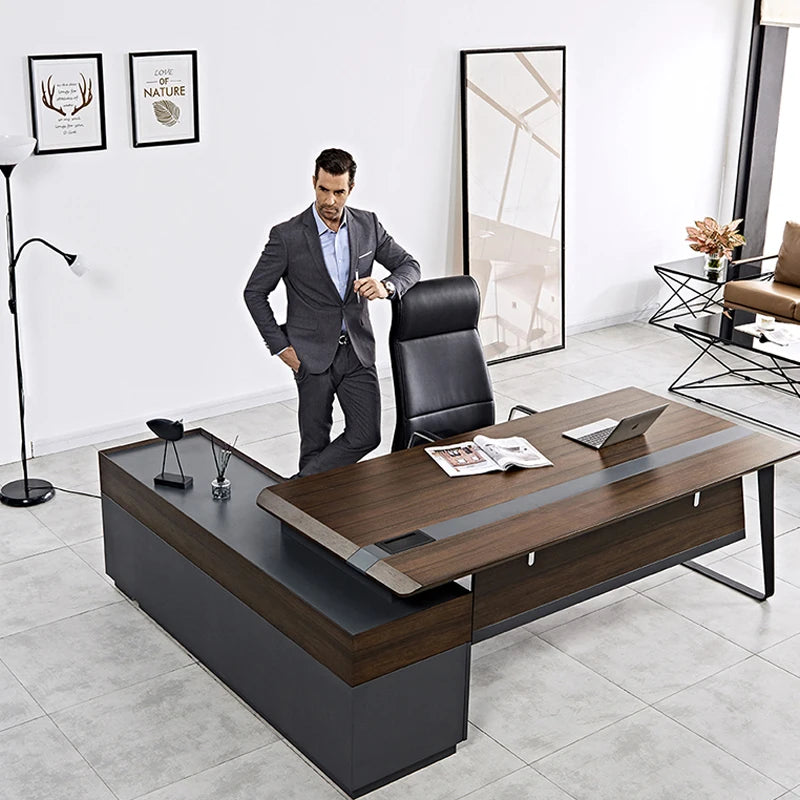 Commerical Furniture Office Table Modern Computer L Shaped Manager Director Office Desk with Drawer