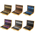 European 1010 Hotel Business Gift 24/16 Pcs Golden Wooden Box Set Stainless Steel Cutlery for Home Use Western Tableware