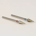 Fine Medium 3/32" Stainless Steel Shank Wholesale Bud Drop Shape Safety Russian Diamond Cuticle Drill Bits for Nails Manicure