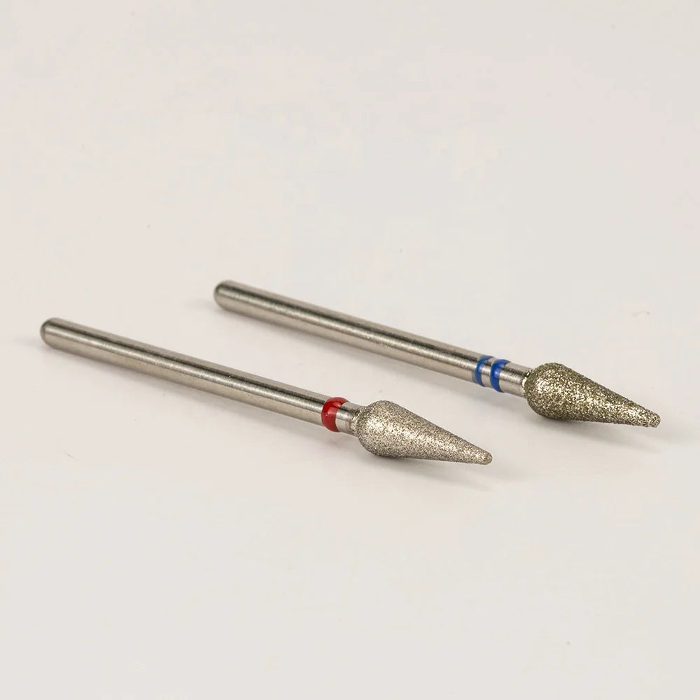 Fine Medium 3/32" Stainless Steel Shank Wholesale Bud Drop Shape Safety Russian Diamond Cuticle Drill Bits for Nails Manicure