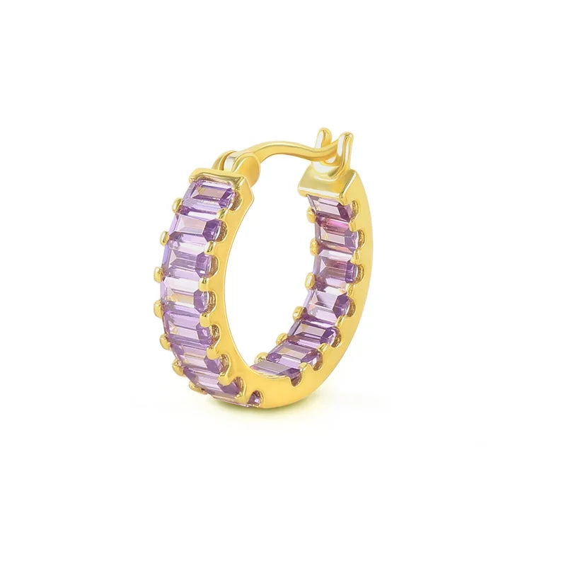 Fashion Jewelry Hoop Color CZ Silver Earings for Women Sterling Silver 925 18k Gold 5A Zircon Hoop Earrings