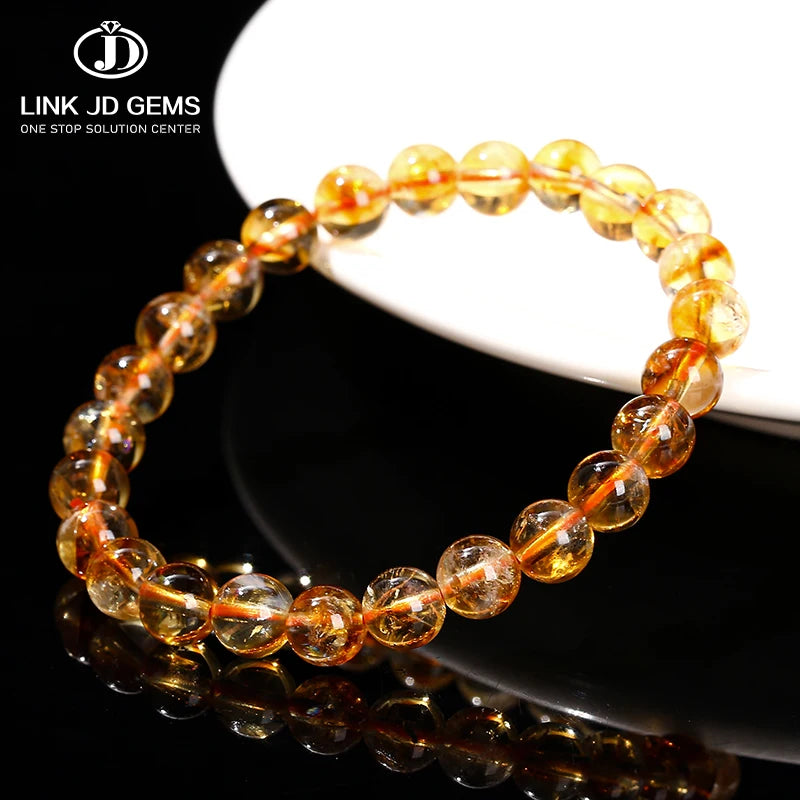 JD GEMS Wholesale Natural Golden Quartz Round Bead Fashion Bracelets Ideal for Women and Men