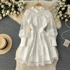 Boutique Wholesale 2026 Spring Wear New French High End Elegance and Elegance Celebrity Little Fragrance Lace Women's Dress