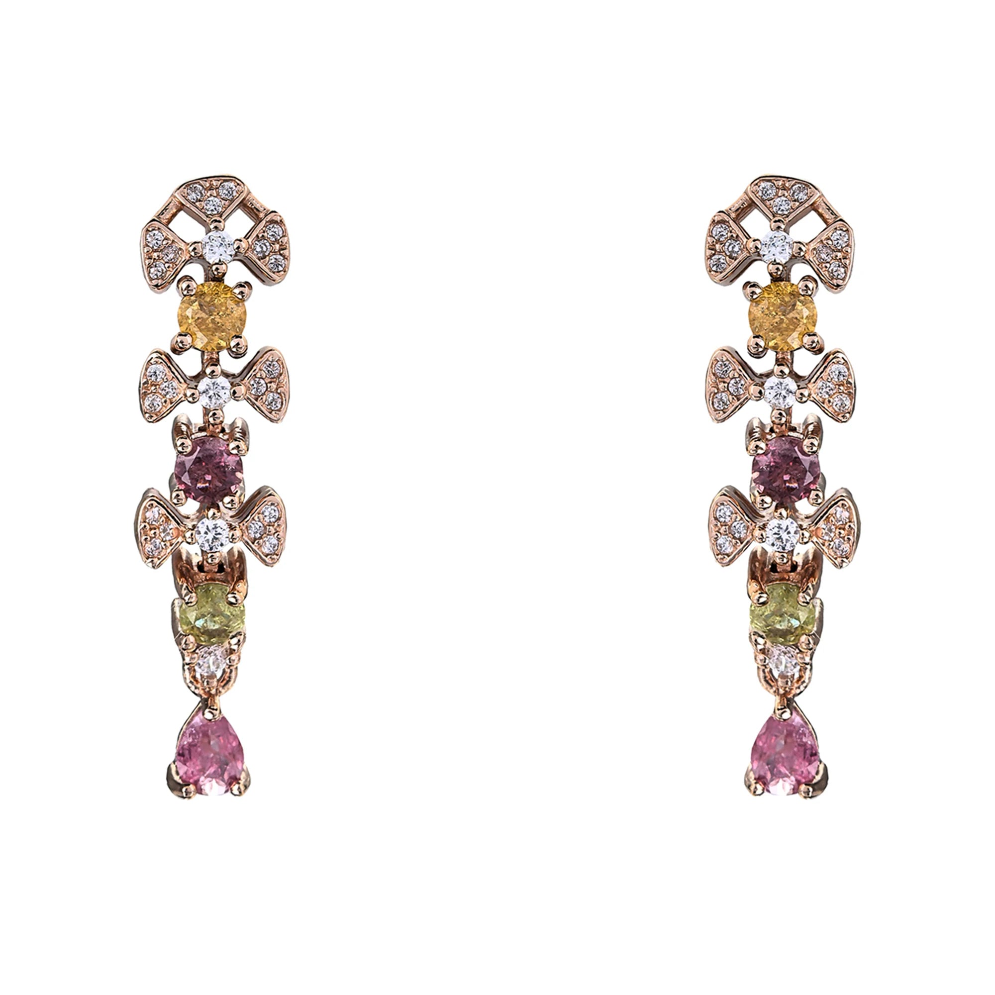 Unique Rose Gold Plated Silver 925 Jewelry Natural Tourmaline Drop Earrings for Women Mothers Day Gifts