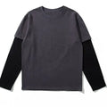 Wholesale Blank Double Layer Sleeve Tee Shirt Unisex 2 in 1 Double Layer Long Sleeve t Shirt