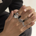 New Arrivals Alloy Skull Leaf Design Joint Ring Sets Personalized Vintage Silver Color 4Pcs Punk Ring Set for Men