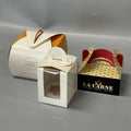 Factory  Custom Take Away Food Package Cupcake Bakery Donut  with Handle Birthday Wedding with Window Cake Paper Packaging Box