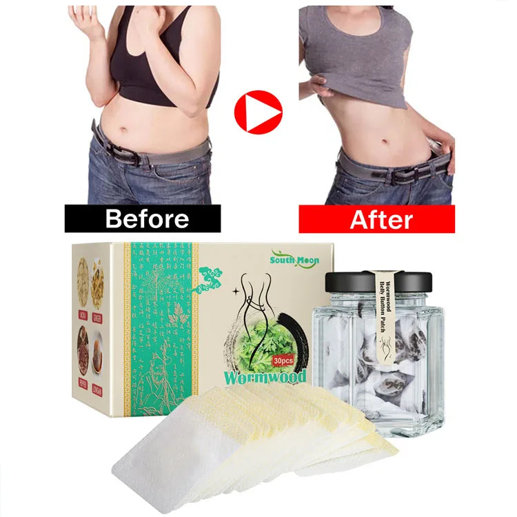 Natural Herbal Wormwood Slimming Belly Button Stickers Lazy Big Smaller Body Sculpting Lose Weight Patch