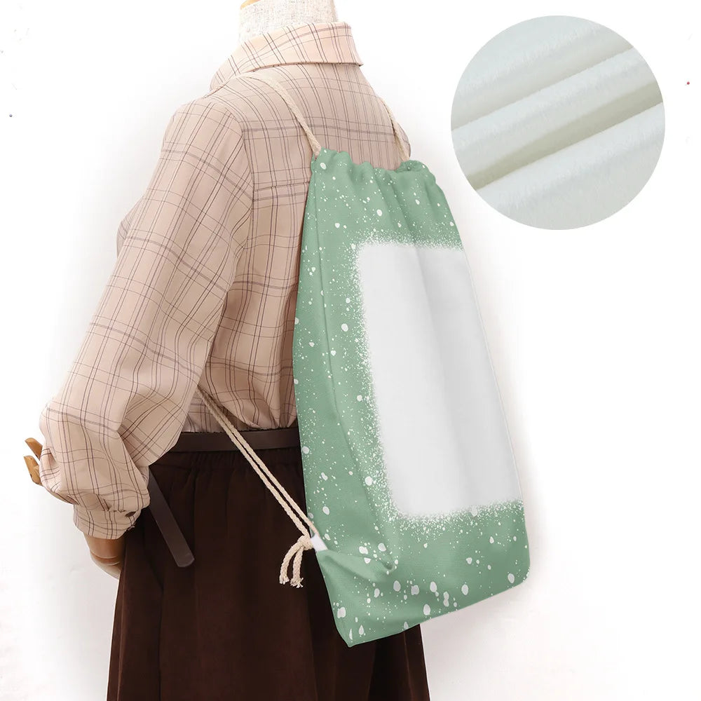 RubySub Custom Tie-dye Sublimation Blank Bleached Drawstring Bag Bundle Pocket Backpack 150g Crystal Velvet Schoolbag