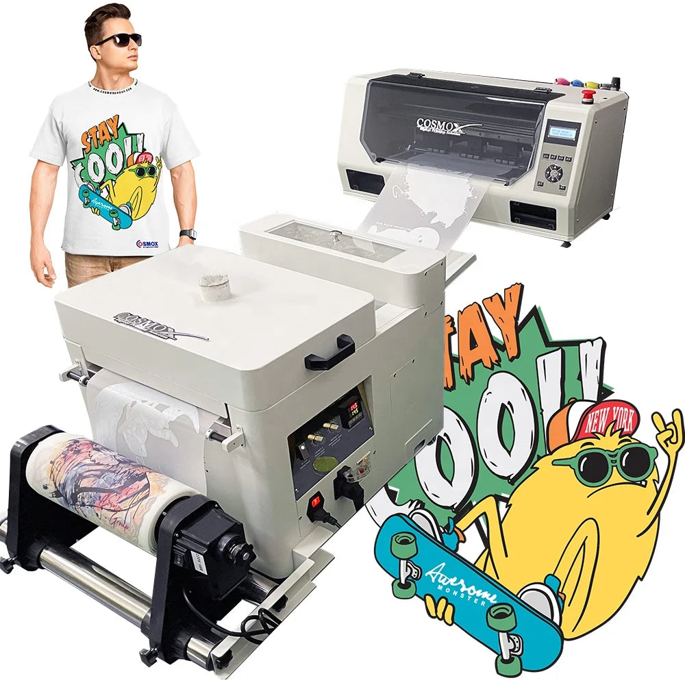 New Cosmox XP600 A3 DTF Flatbed Printer with Pigment Ink Full-Automatic Roll System for T-Shirts 1 Year Warranty