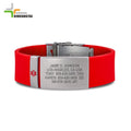 2024 ID Bracelet for Women Men's Emergency First Aid Health Alert Laser Engraved Stainless Steel Adjustable Silicone Wristband