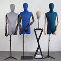 XINJI High Quality Luxury Display Fabric Wrapped Mannequins Showcase Decoration Male Torso Half Body Mannequin with Wooden Arms