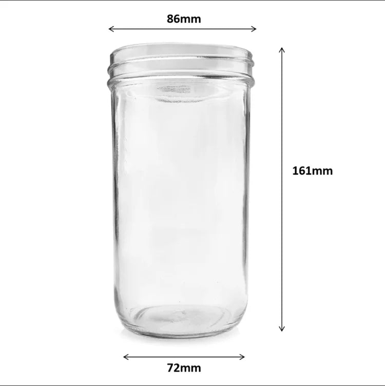 Wide Mouth 600ml 730ml Food Preserving Jars Storage Jam Sauce Pickle Glass Mason Jar Glass Bubble Tea Beverage Drinking Bottle