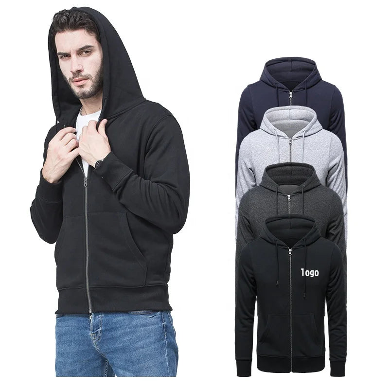 High-quality Men's Zipper Hoodie Graphic Print Zipper Hoodie Custom logo Screen Printed Hoodie for Men