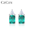 CZCITY Minimalist Jewelry Green Colorful 925 Silver Stud Lady Trendy New Earing Gemstone Cute Woman Pin Earrings