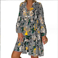 Hot Selling Fashionable European and American Women's New Large Sized Printed Long Sleeved Large Swing Dress