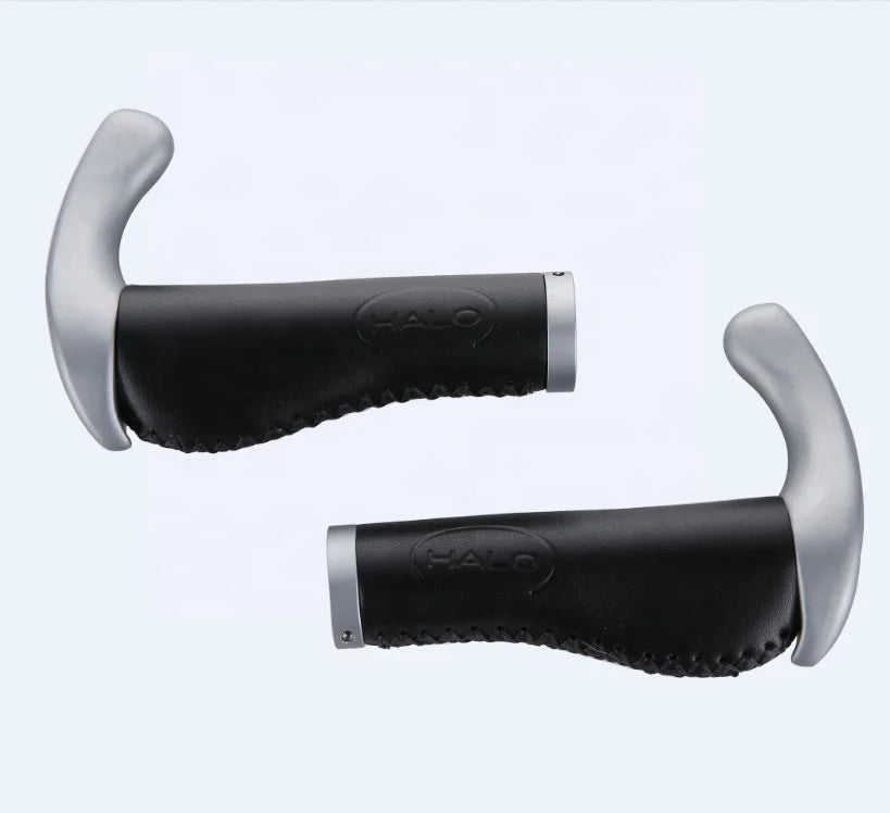 R2 China HUALONG HL-G221B G221C  MTB Human Engineering Two Sides Locking Leather Cycle Handlebar Grips