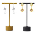 Luxury Metal Golden T-shape Earrings Display Jewelry Photography Stand for Jewelry Showcase