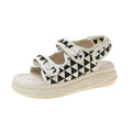 Checkerboard Flat Sandals Women's Summer New HOOK & LOOP Thick Sole Muffin Roman Sports Sandals Ladies Fancy Flat