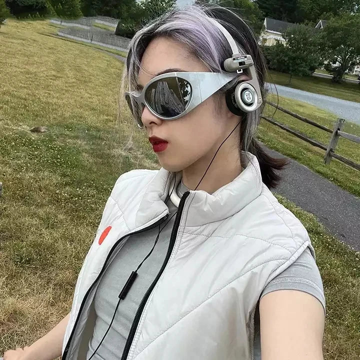 Mirror UV400 Punk Glasses Custom Logo Small Sunglasses for Men 2025 Steampunk Sports Y2k Sunglasses Women