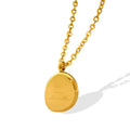 Hot Sale Irregular Oval Letter Pendant Necklace Stainless Steel Plated with 18K Gold for Women